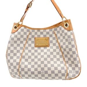Louis Vuitton White and Tan Checkered Shoulder Bag